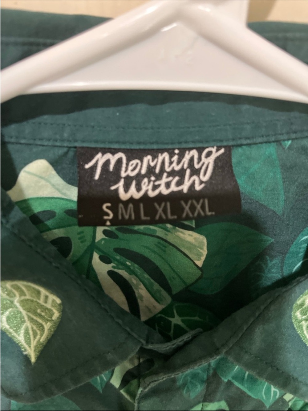 Morning Witch Dark Jungle Monstera Embroidered Button Down Shirt Mens Womens - Picture 6 of 8